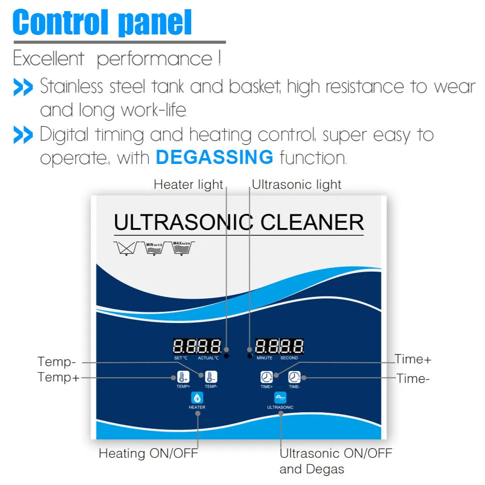 10L Digital Ultrasonic Cleaner Jewellery and Gold Ultra Sonic Bath Degas Parts Cleaning