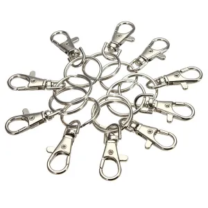 10pcs/lot Classic Key Chain Ring Silver Metal Swivel Lobster Clasp Clips Key Hooks Keychain Split Ring DIY Bag Jewelry Wholeales