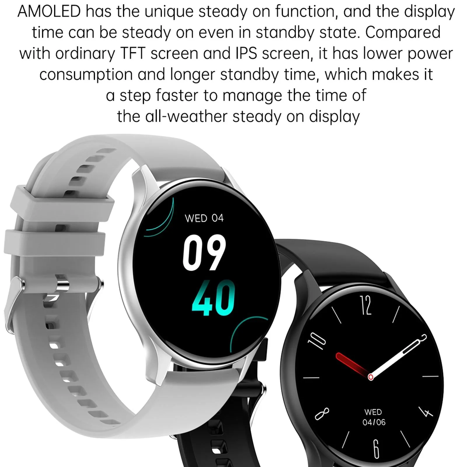 1.43 Inch Bt5.0 Ip67 Sport Smart Watch Support Bluetooth Call / Message Notification / Heart Rate / Blood Pressure Health Monitor