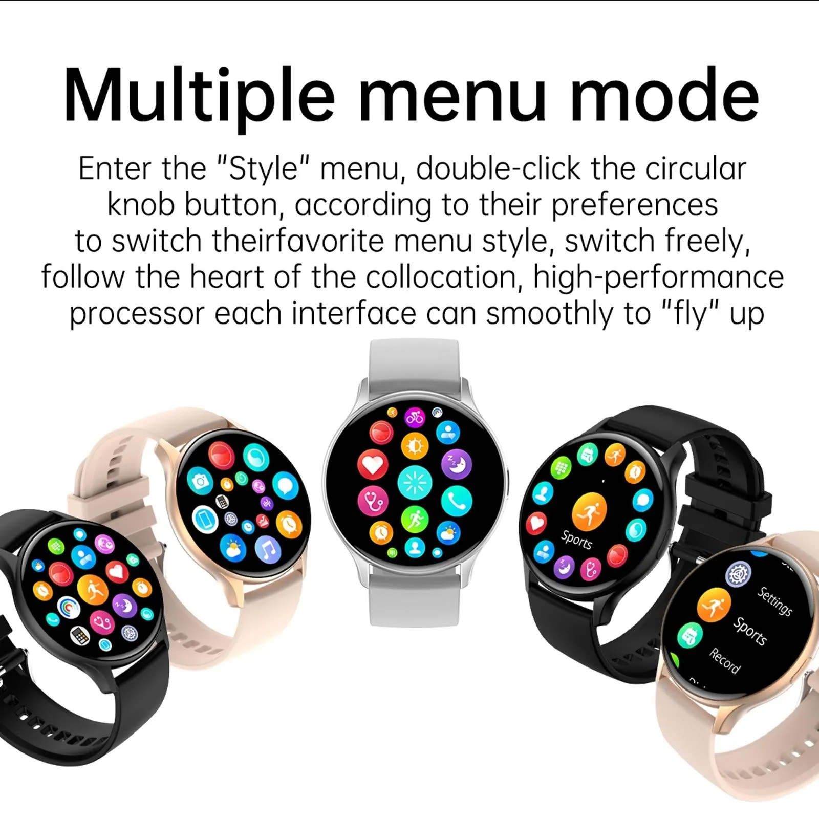 1.43 Inch Bt5.0 Ip67 Sport Smart Watch Support Bluetooth Call / Message Notification / Heart Rate / Blood Pressure Health Monitor