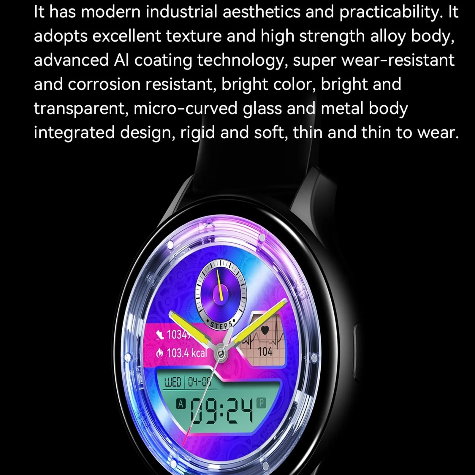 1.43 Inch Bt5.0 Ip67 Sport Smart Watch Support Bluetooth Call / Message Notification / Heart Rate / Blood Pressure Health Monitor