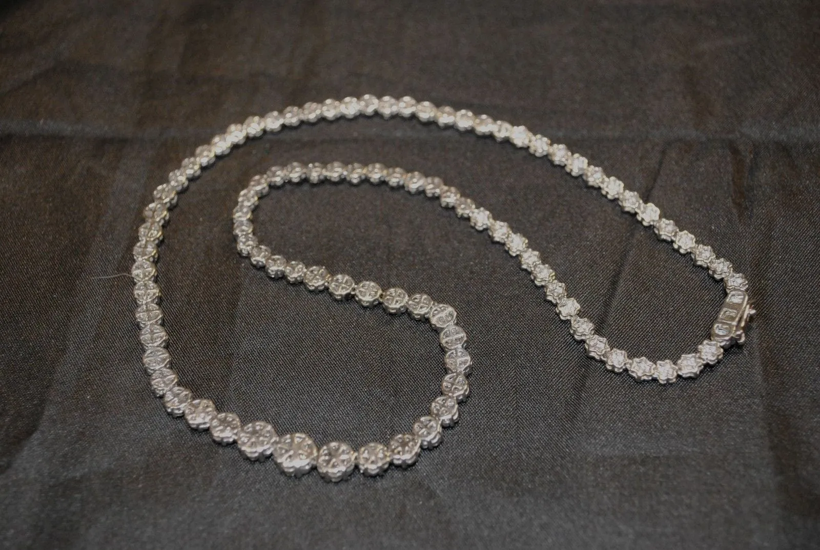 14.5  Carat Graduated Diamond Flower Cluster Necklace in White Gold - $40K VALUE