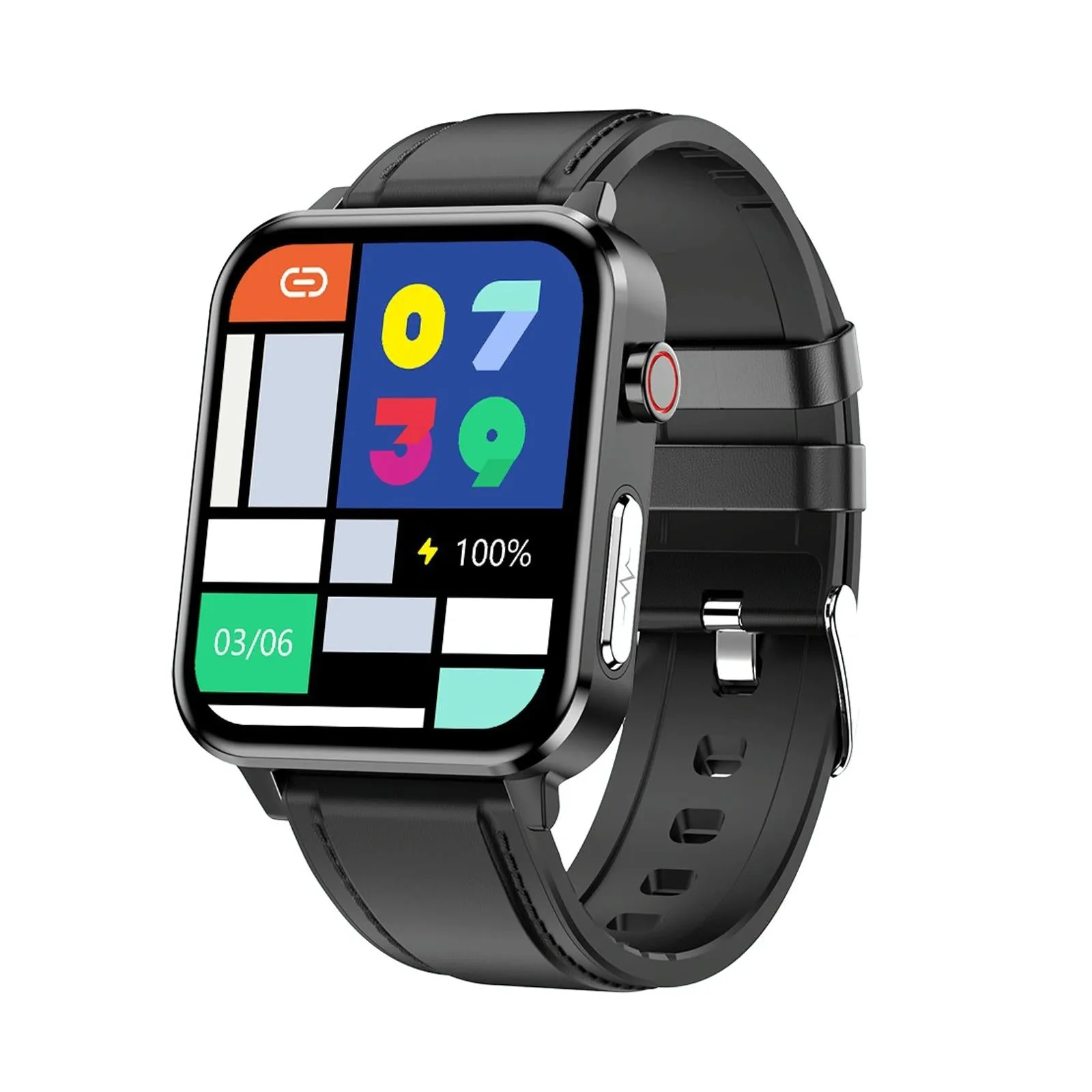 1.7 Inch Tft Colour Screen Ip68 Waterproof Smart Watch Support Blood Oxygen Monitoring / Body Temperature Monitoring / Ai Medical Diagnosis - Leather Strap