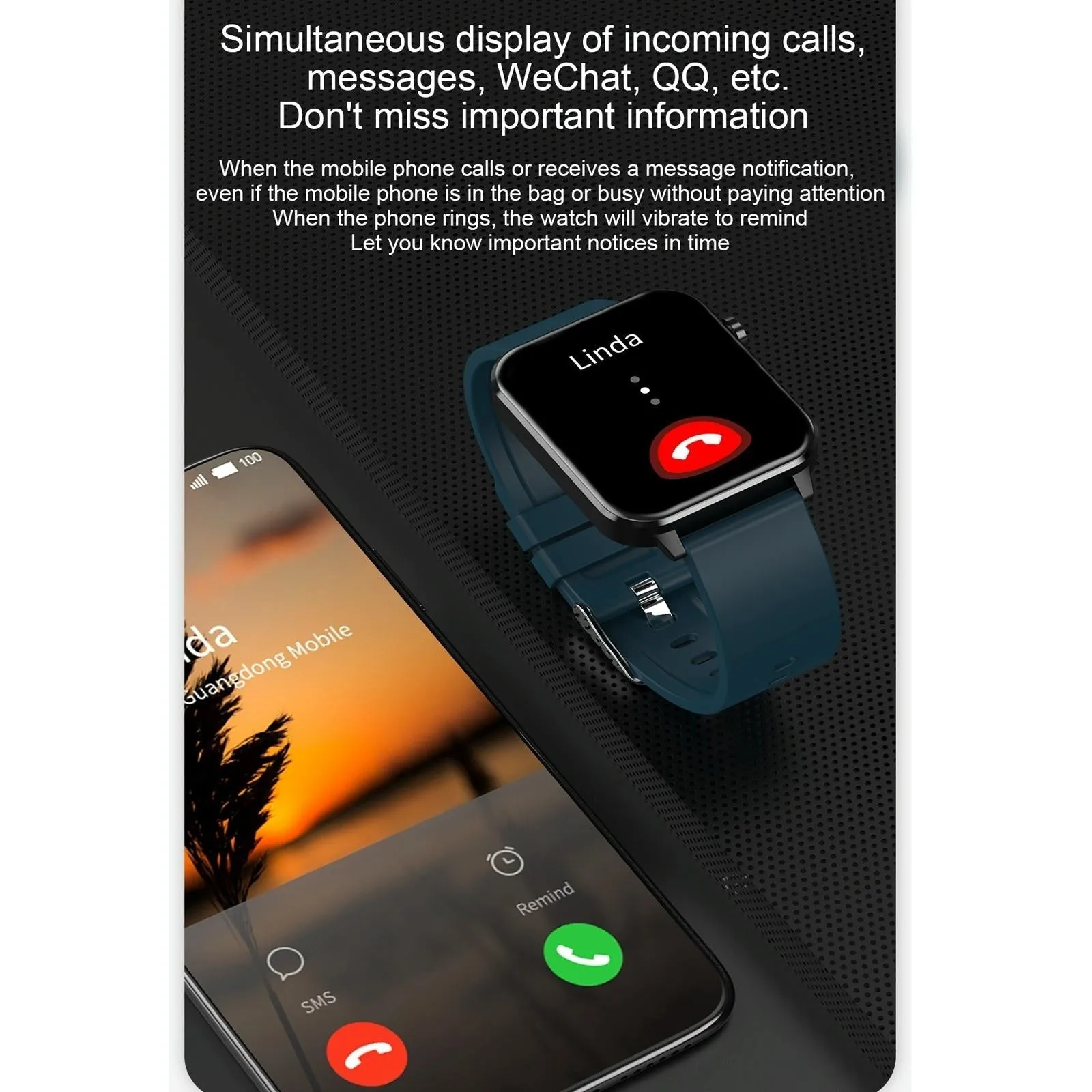 1.7 Inch Tft Colour Screen Ip68 Waterproof Smart Watch Support Blood Oxygen Monitoring / Body Temperature Monitoring / Ai Medical Diagnosis - Leather Strap