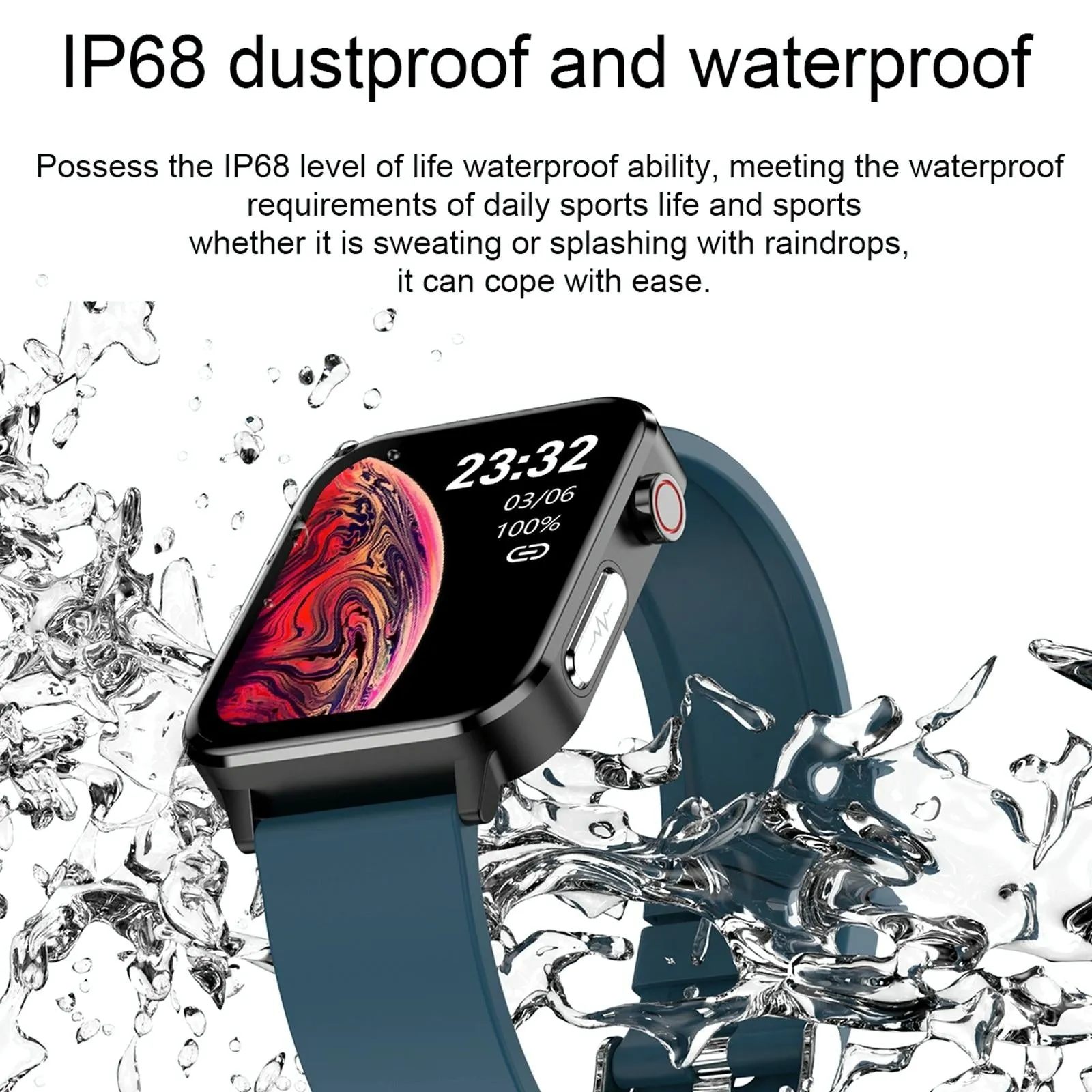 1.7 Inch Tft Colour Screen Ip68 Waterproof Smart Watch Support Blood Oxygen Monitoring / Body Temperature Monitoring / Ai Medical Diagnosis - Leather Strap