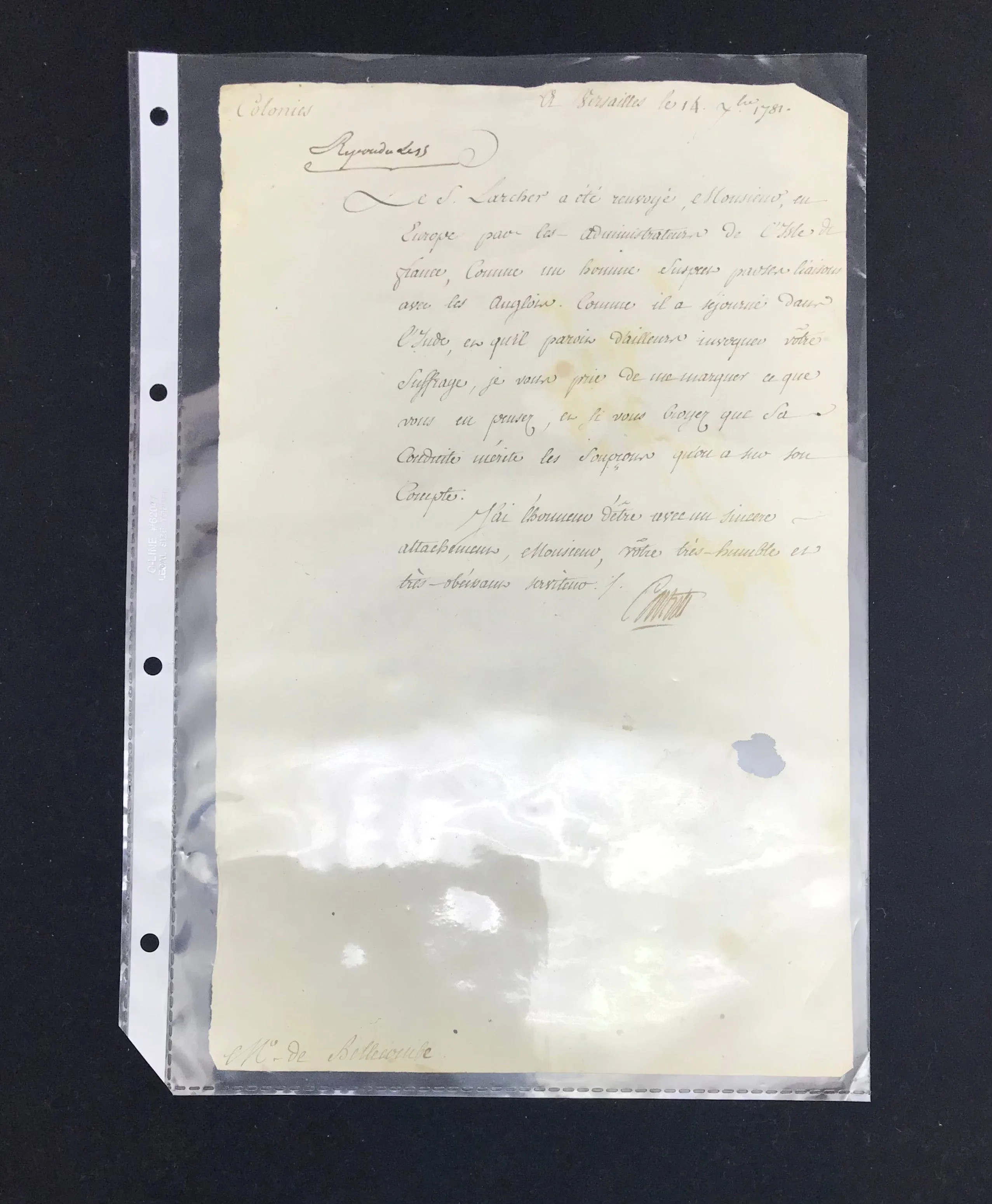 1781 French Espionage Letter - $3K Appraisal Value w/ CoA!