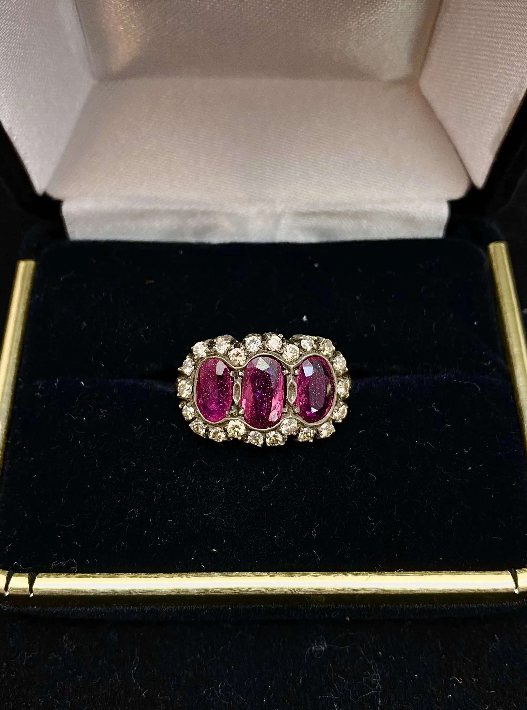 1880's Victorian Design 18K Rose and White Gold 3 Ct. Ruby & 1 Ct. Diamond Ring - $30K Appraisal Value w/CoA!