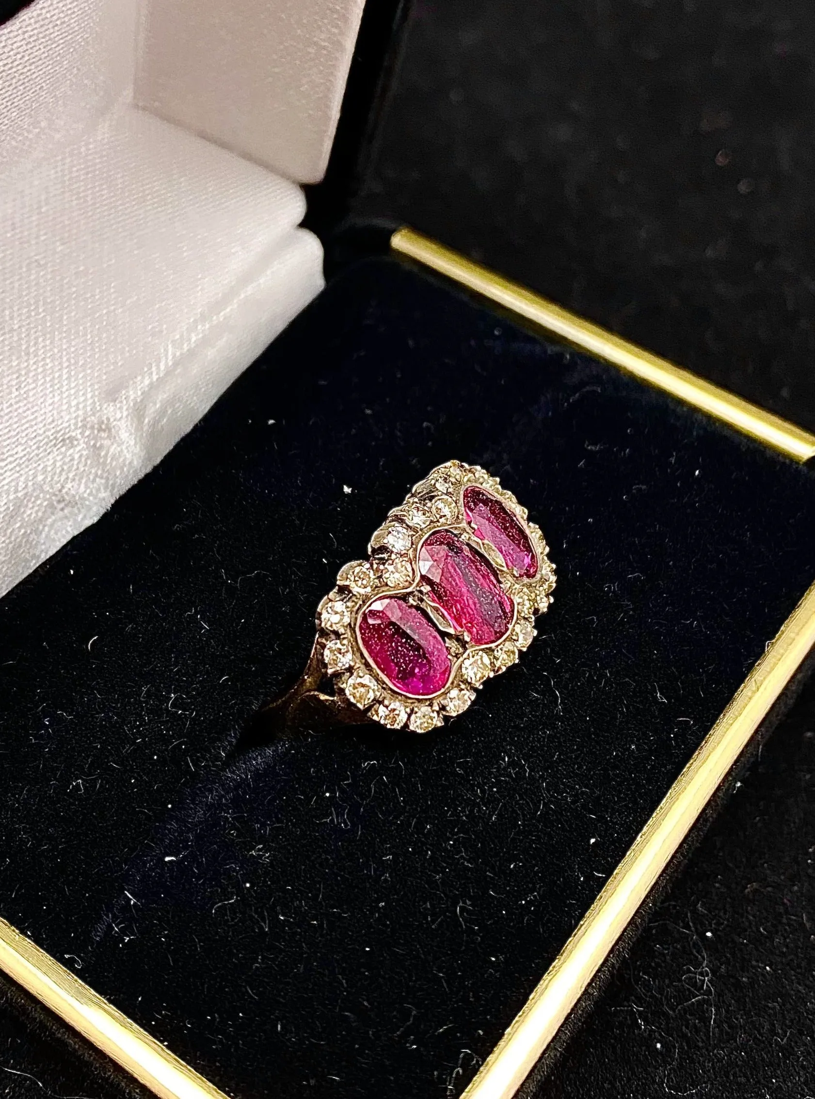 1880's Victorian Design 18K Rose and White Gold 3 Ct. Ruby & 1 Ct. Diamond Ring - $30K Appraisal Value w/CoA!