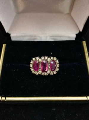 1880's Victorian Design 18K Rose and White Gold 3 Ct. Ruby & 1 Ct. Diamond Ring - $30K Appraisal Value w/CoA!