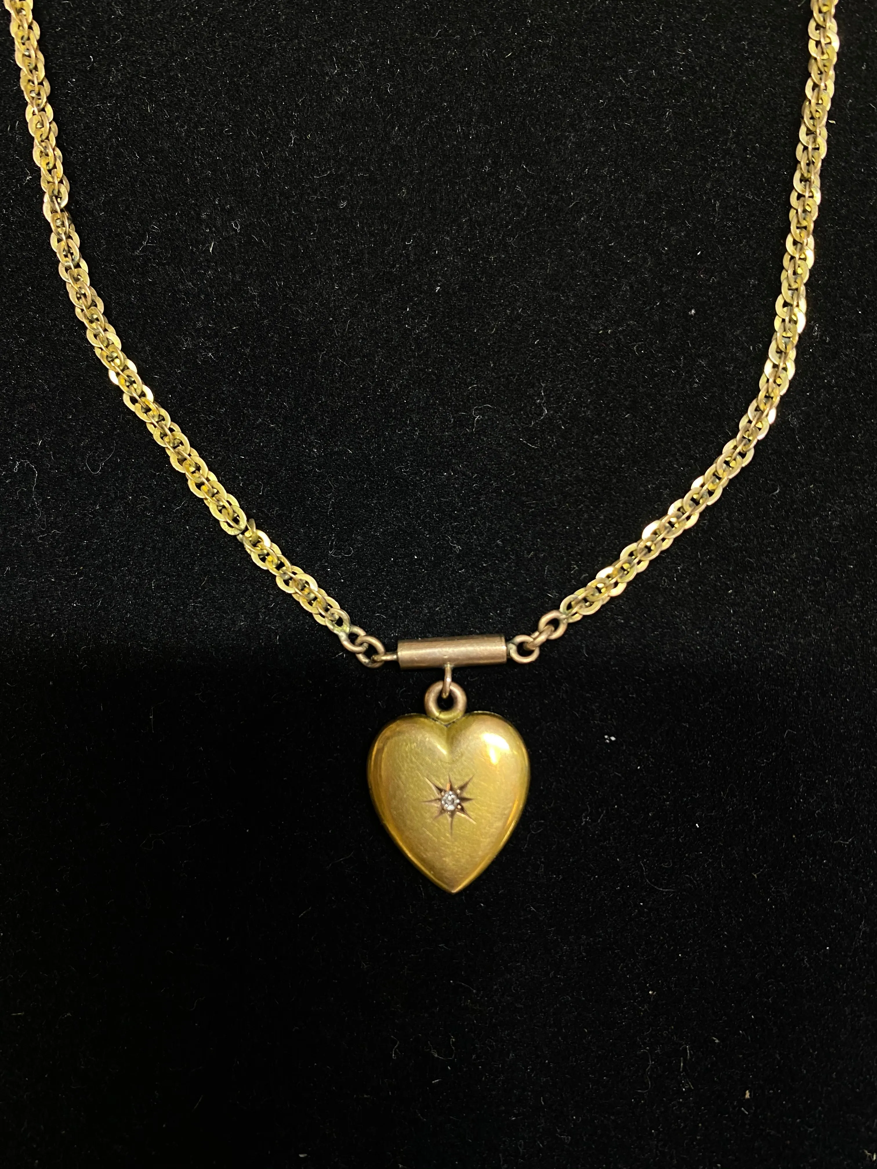 1880’s Vintage Solid Yellow Gold with Diamond Heart Necklace - $5K Appraisal Value w/CoA}