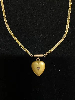 1880’s Vintage Solid Yellow Gold with Diamond Heart Necklace - $5K Appraisal Value w/CoA}