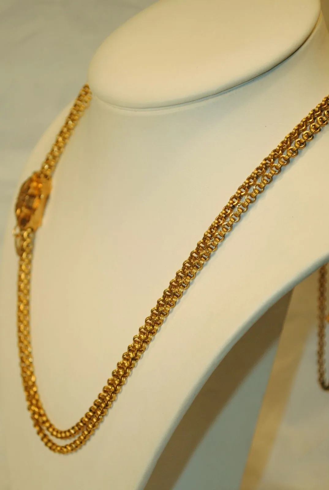 1900s Antique Diamond Slide Necklace in Solid 14K Yellow Gold - $20K VALUE