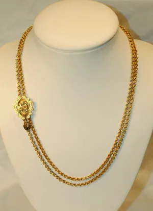 1900s Antique Diamond Slide Necklace in Solid 14K Yellow Gold - $20K VALUE
