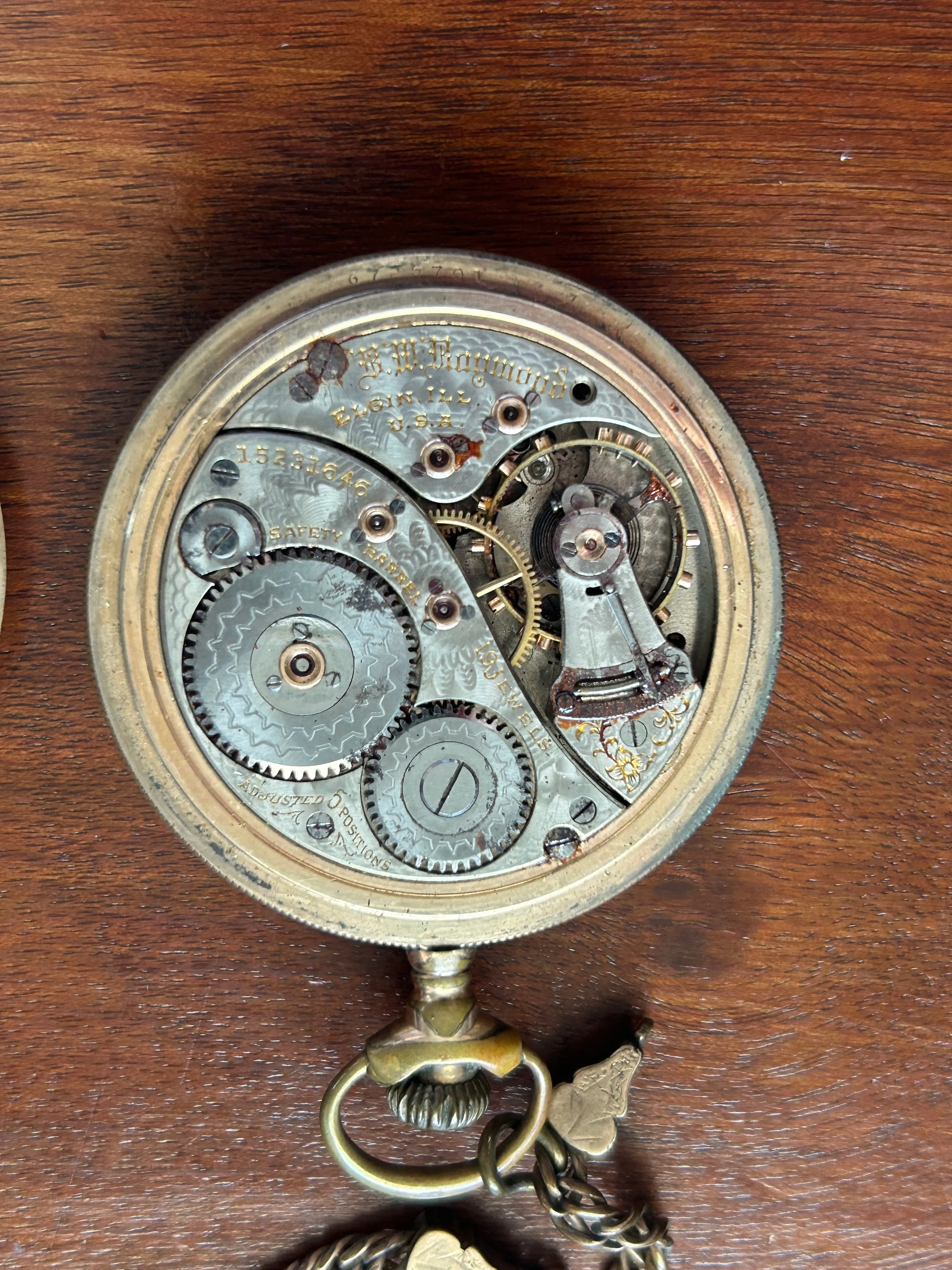 1911 Elgin BW Raymond Pocket Watch Grade 240 18s 19j Model 8 20yr GF Case