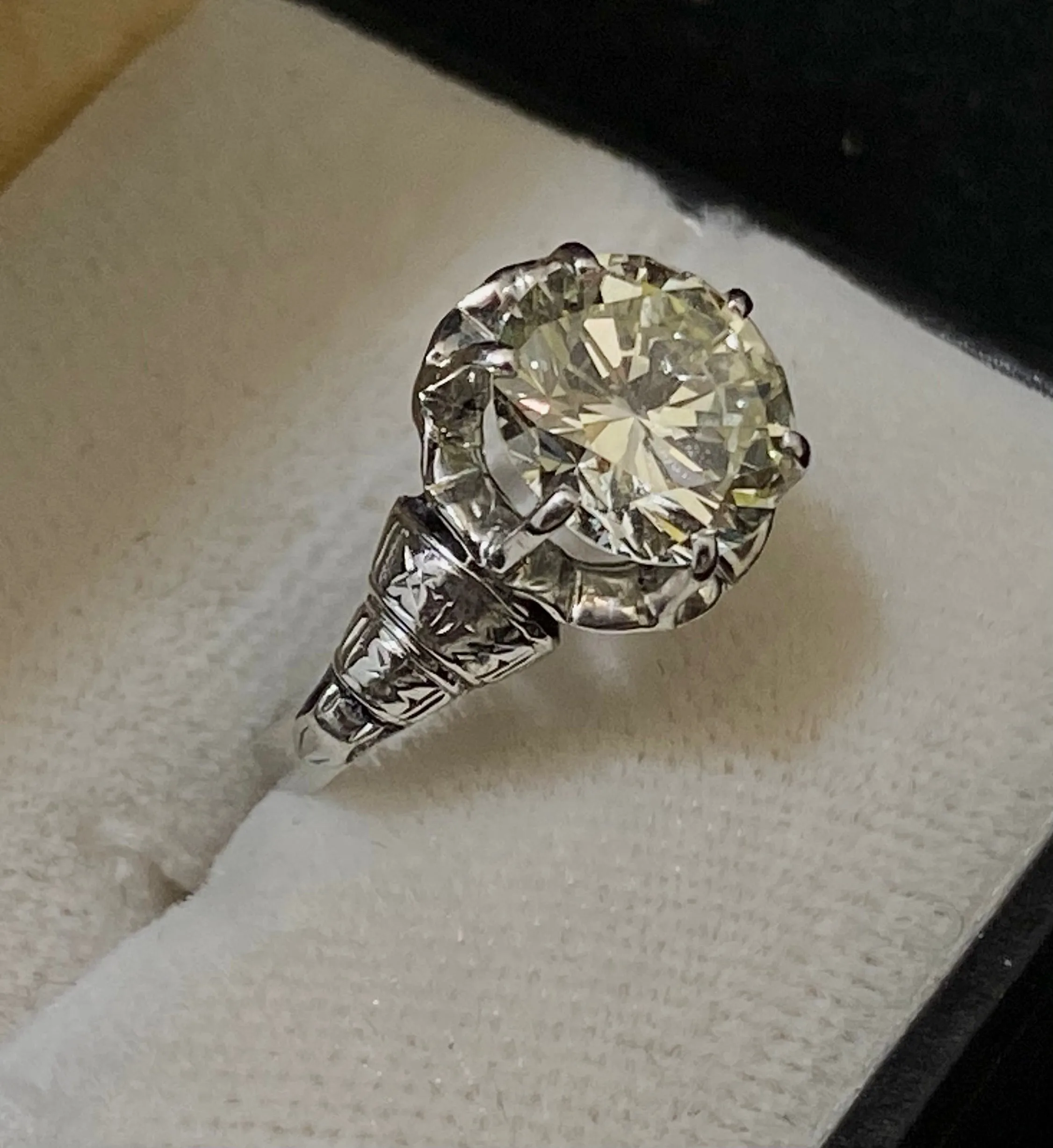 1920s Antique 18K White Gold 2.75 Ct. Diamond Ring - $80K Appraisal Value w/CoA}