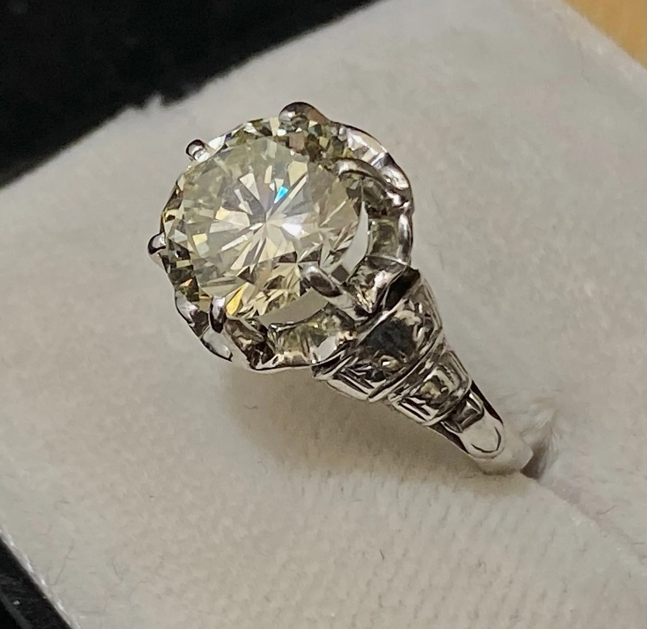 1920s Antique 18K White Gold 2.75 Ct. Diamond Ring - $80K Appraisal Value w/CoA}