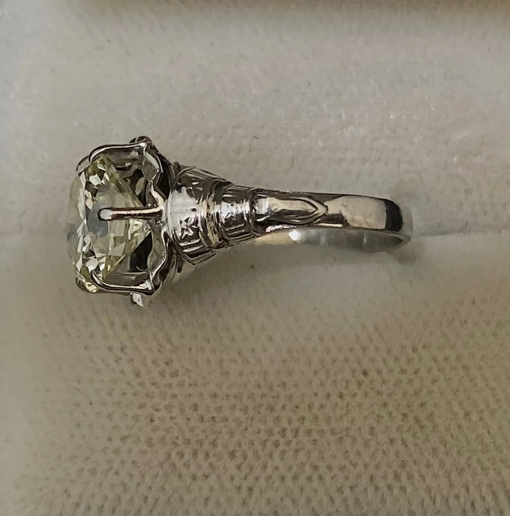 1920s Antique 18K White Gold 2.75 Ct. Diamond Ring - $80K Appraisal Value w/CoA}