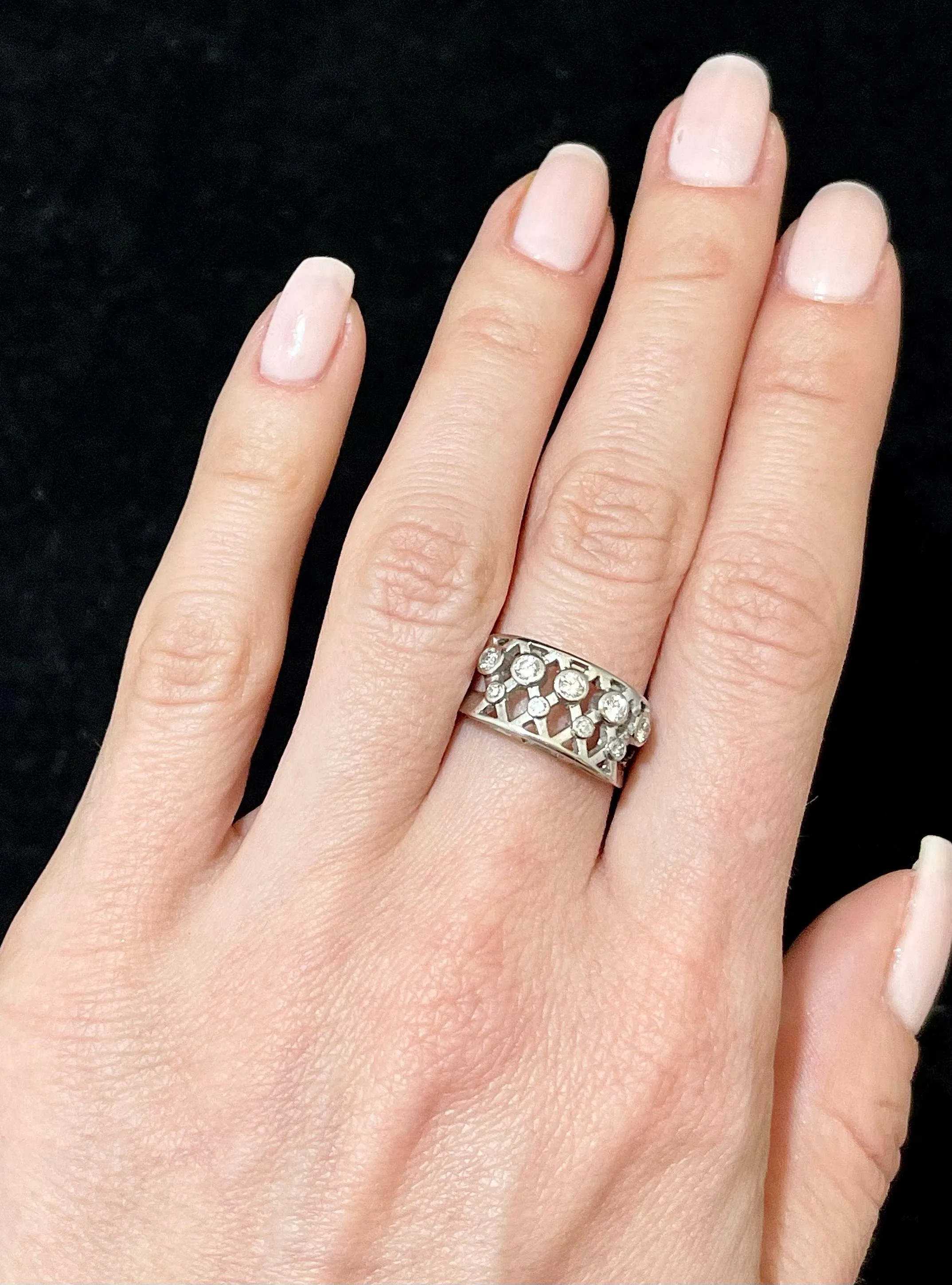1920s Antique Design 18KWG with 9 Diamonds - $6K Appraisal Value w/ CoA!