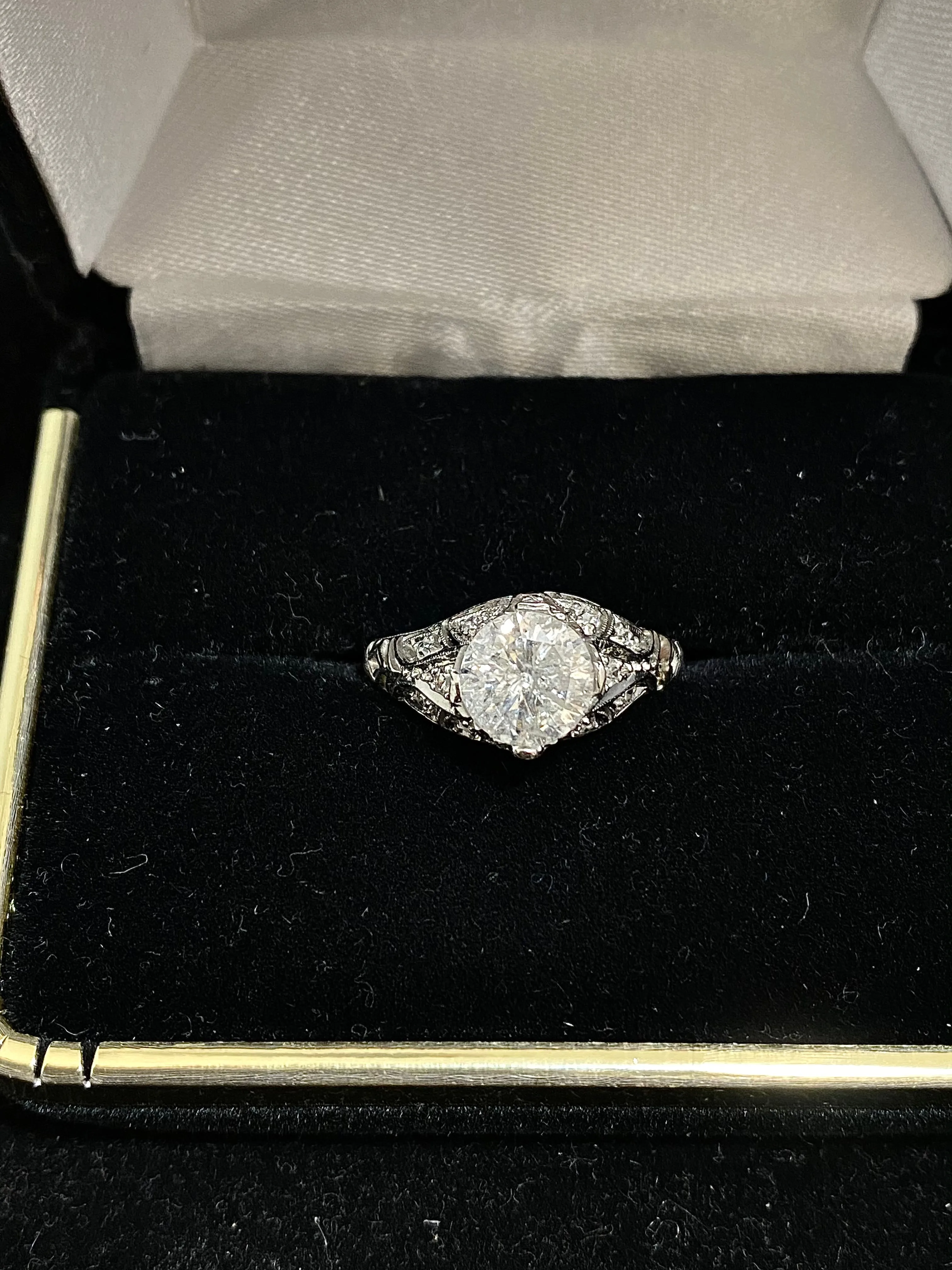 1920's Antique Design Platinum with 13 Diamonds Ring - $15K Appraisal Value w/CoA}