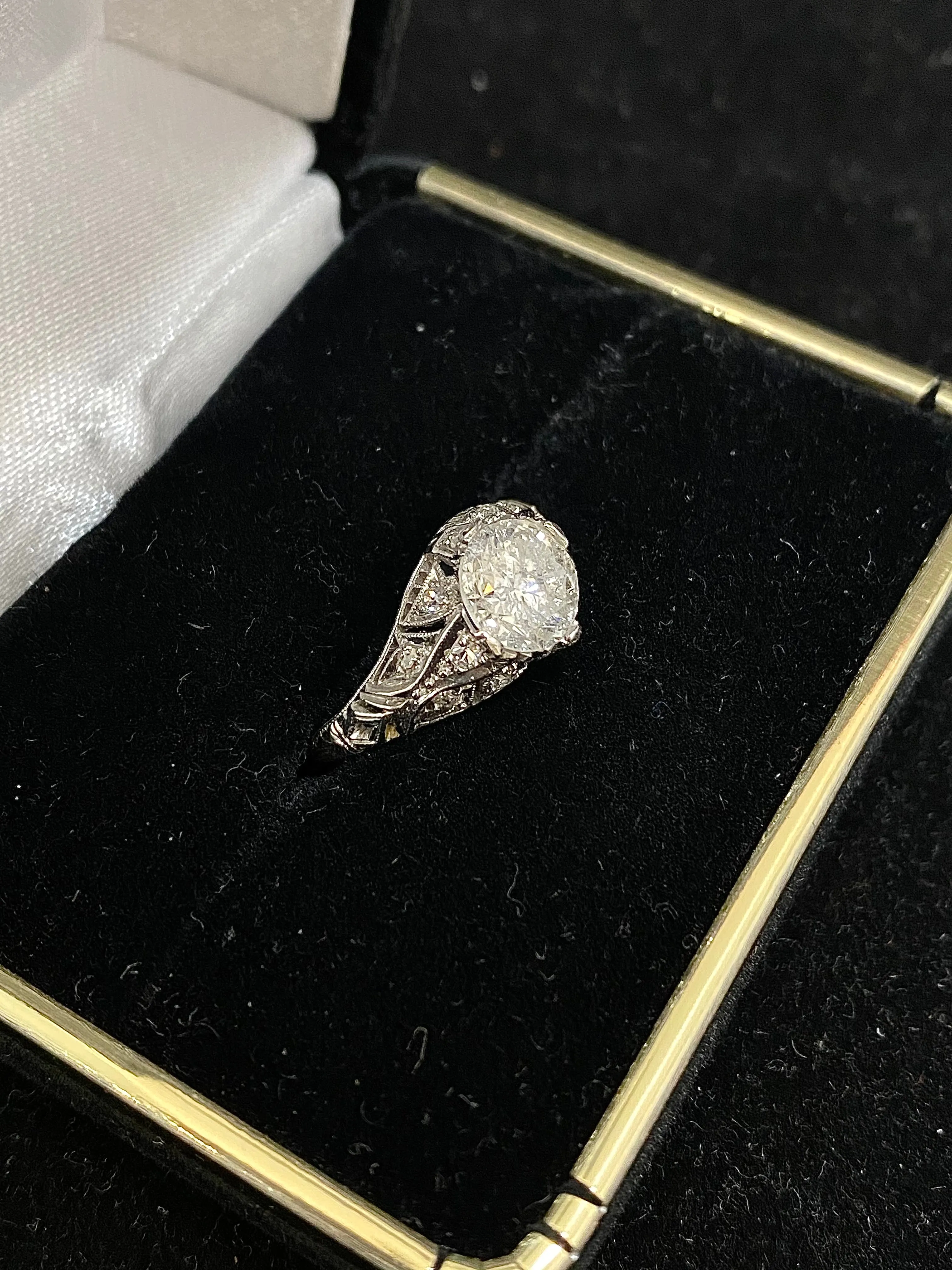 1920's Antique Design Platinum with 13 Diamonds Ring - $15K Appraisal Value w/CoA}