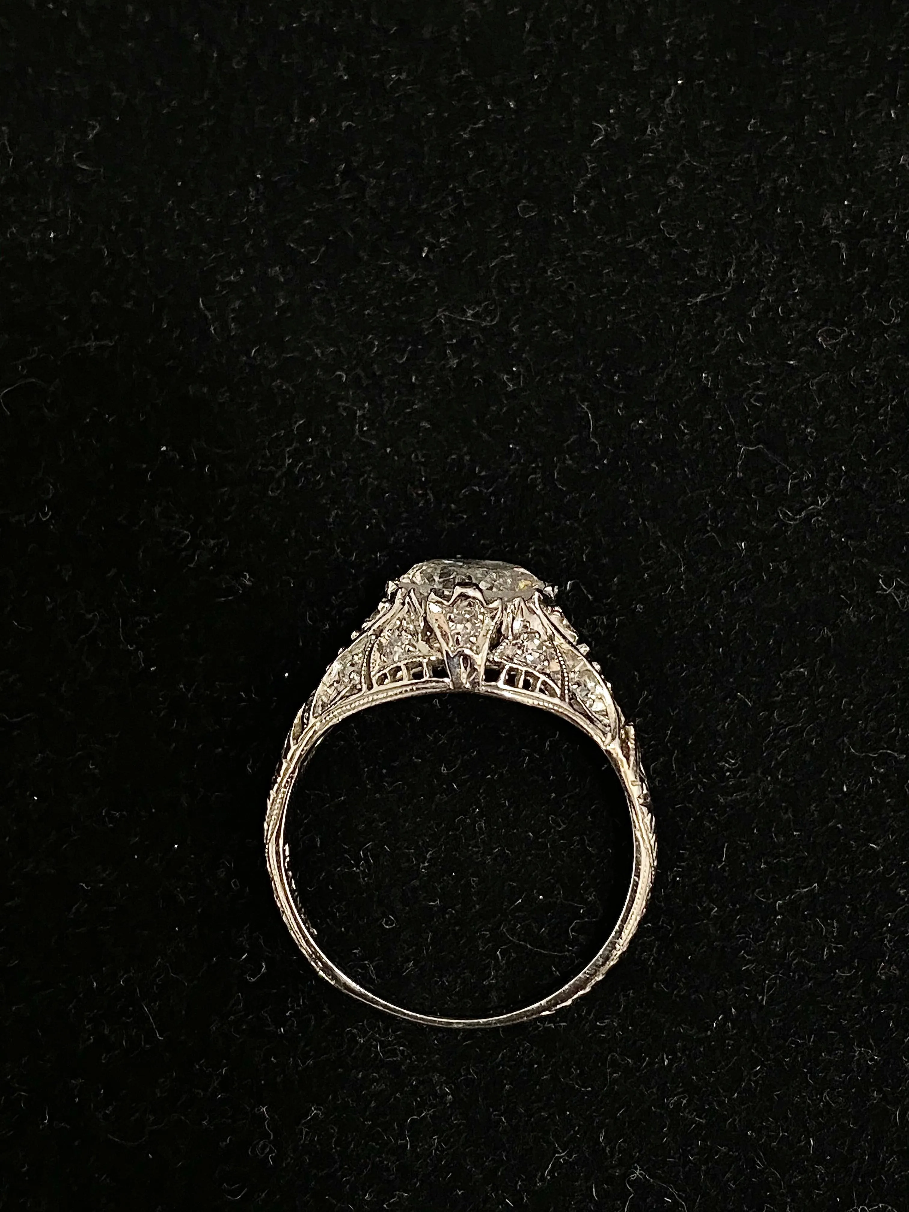 1920's Antique Design Platinum with 13 Diamonds Ring - $15K Appraisal Value w/CoA}