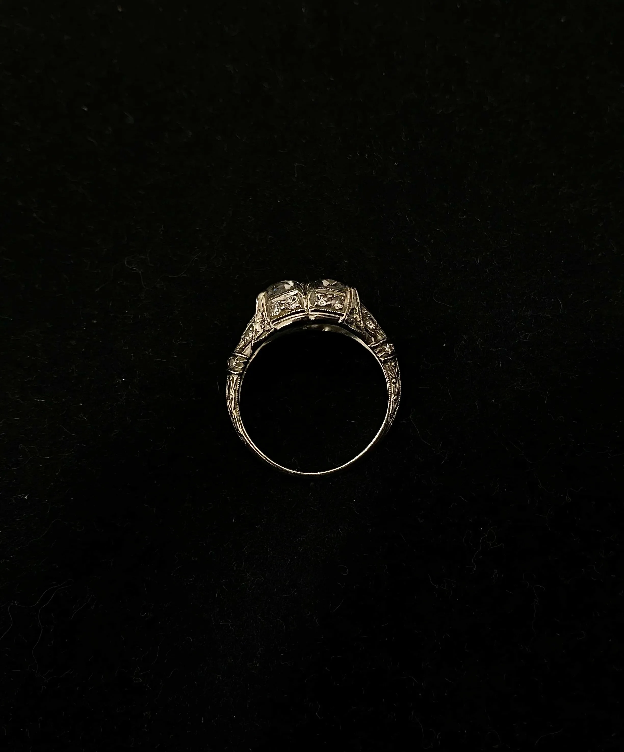 1920's Antique Filigree Design Platinum & Old Mine-cut Diamond Ring - $40K Appraisal Value w/ CoA! }