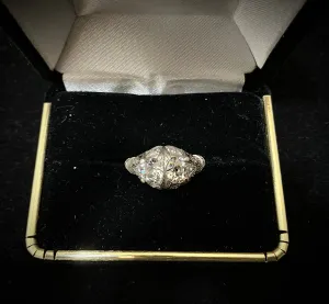1920's Antique Filigree Design Platinum & Old Mine-cut Diamond Ring - $40K Appraisal Value w/ CoA! }