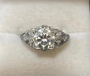1920s Antique Platinum 9-Diamond Filigree Ring - $40K Appraisal Value w/CoA}