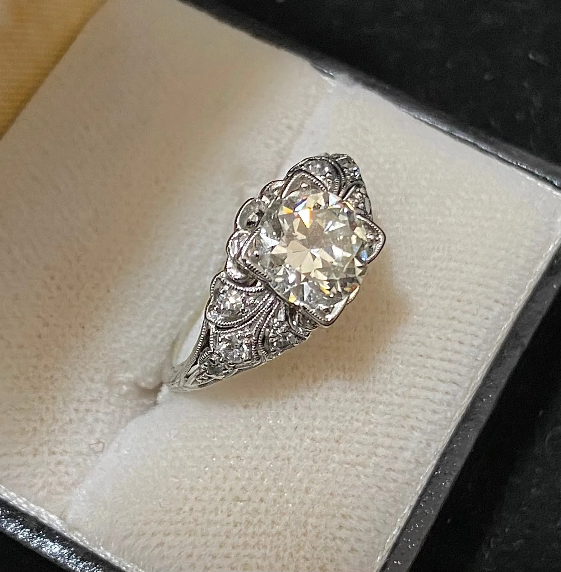 1920s Antique Platinum 9-Diamond Filigree Ring - $40K Appraisal Value w/CoA}