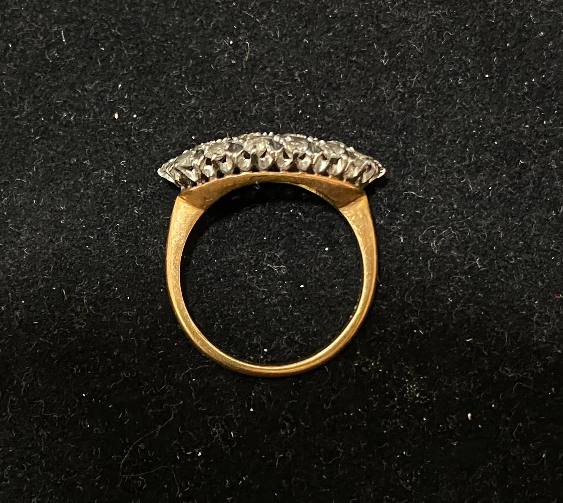 1920s Antique Solid Rose Gold/Platinum Ring with 18-Old Mine Diamonds - $10K Appraisal Value w/CoA}