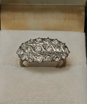 1920s Antique Solid Rose Gold/Platinum Ring with 18-Old Mine Diamonds - $10K Appraisal Value w/CoA}