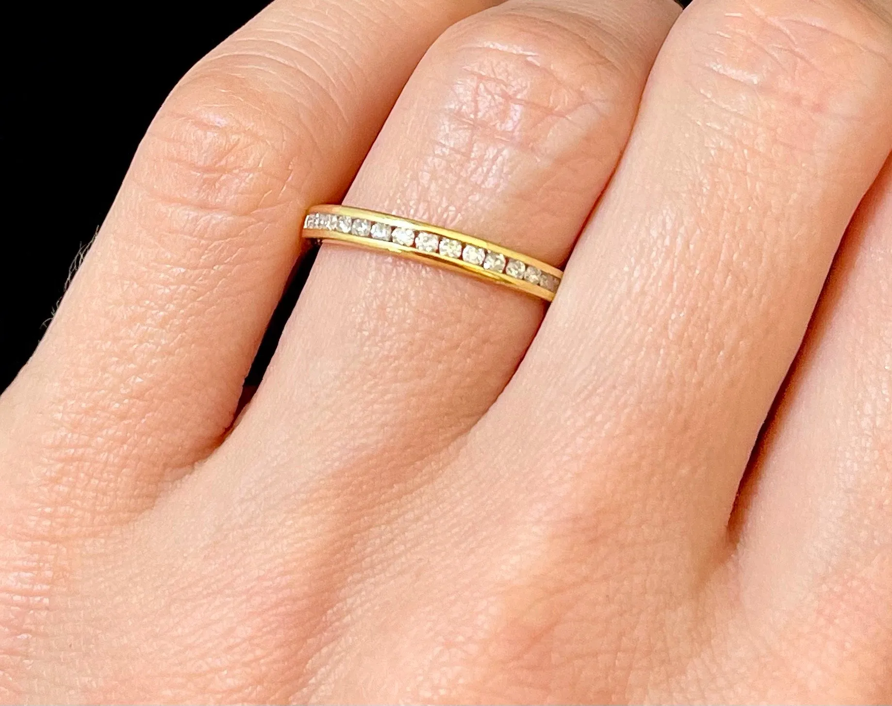 1920s European Design 18KYG Channel setting Diamond Band Ring - $4K APR Value w/CoA!