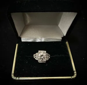 1920's Filigree style Platinum with 17 Diamonds Ring - $80K Appraisal Value w/ CoA! }
