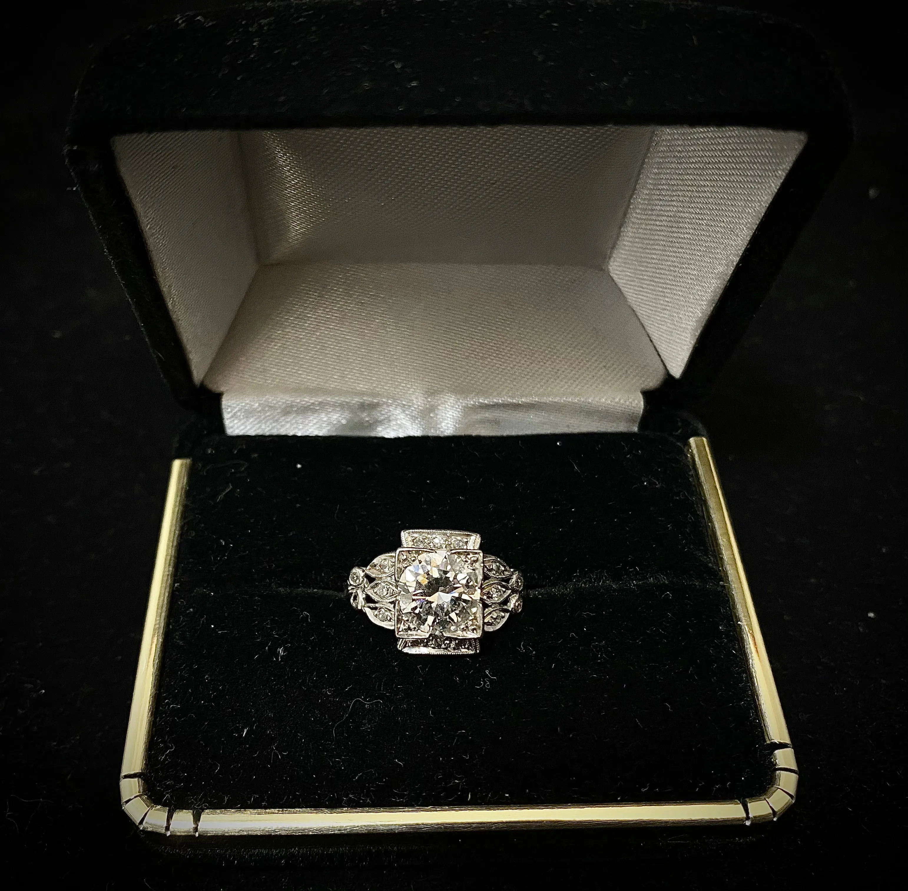 1920's Filigree style Platinum with 17 Diamonds Ring - $80K Appraisal Value w/ CoA! }