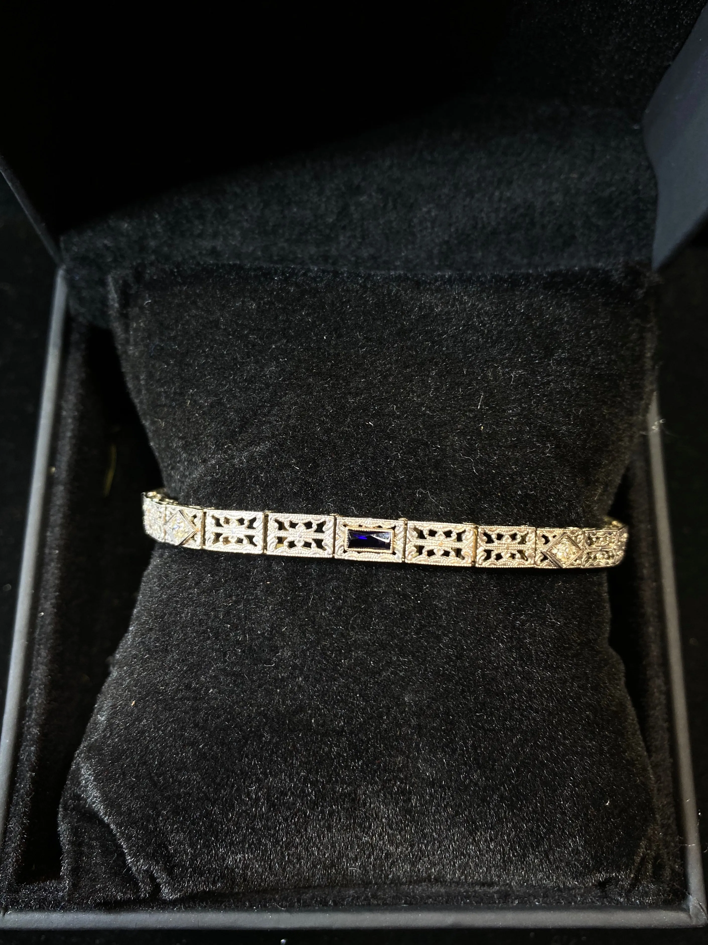 1920’s Victorian Style European Design Diamond/Sapphire Bracelet - $10K APR Value w/ CoA!