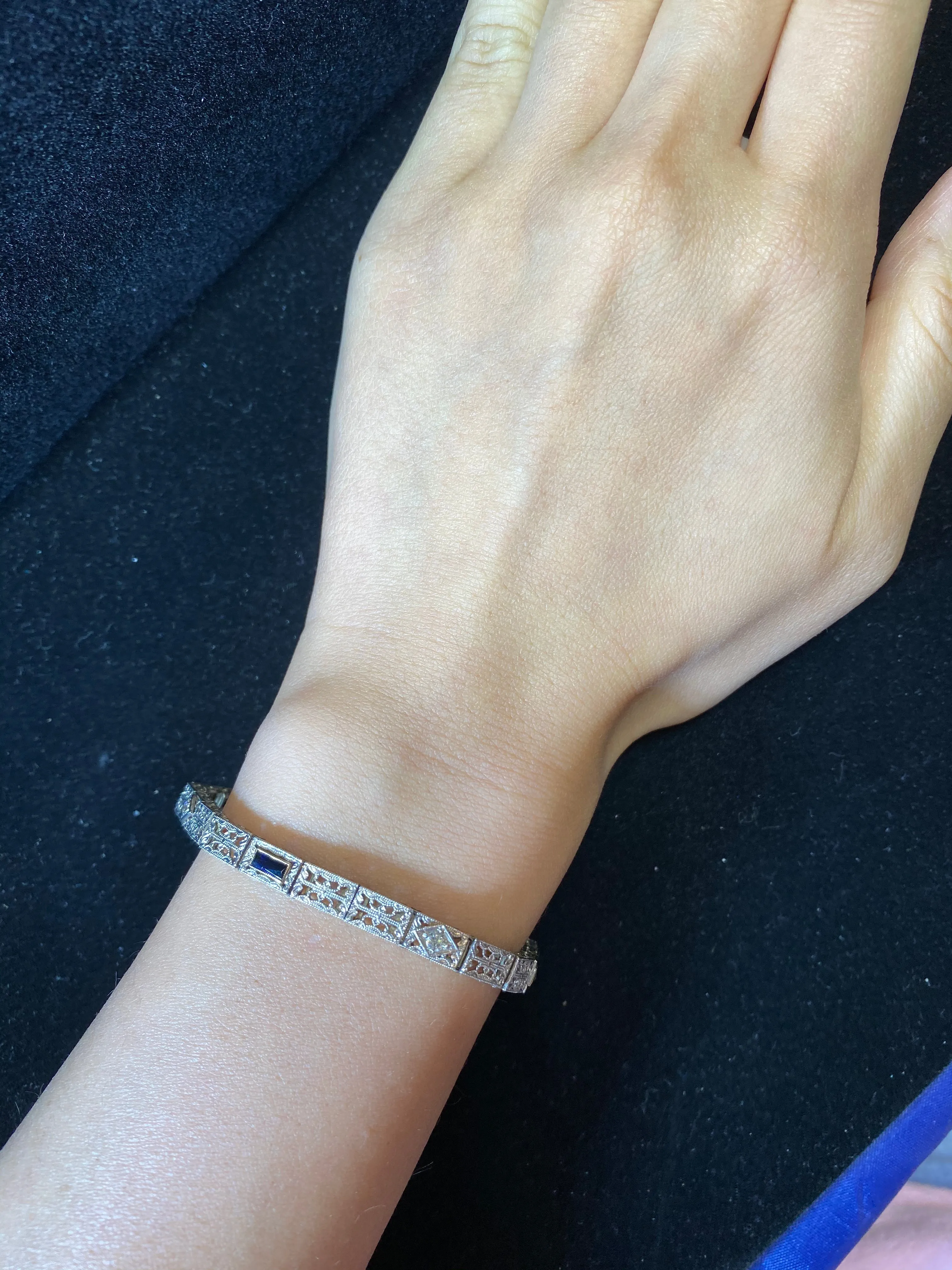 1920’s Victorian Style European Design Diamond/Sapphire Bracelet - $10K APR Value w/ CoA!