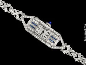 1921 Audemars Piguet For Betteridge Rare & Exquisite Art Deco Ladies Watch - Platinum, Diamonds & Sapphires