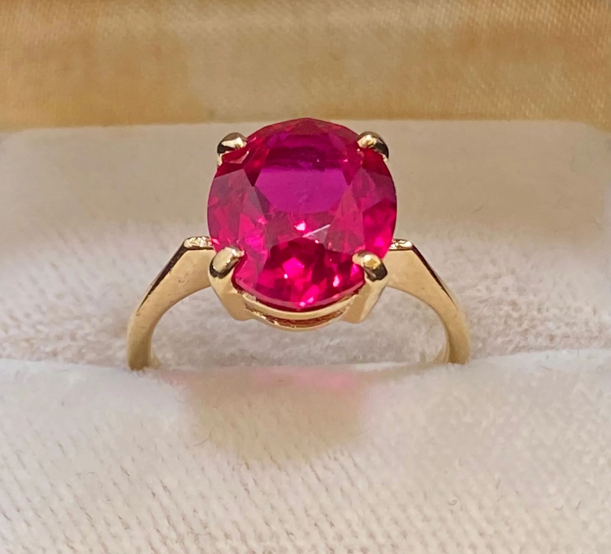 1930's Unique Designer Solid Yellow Gold Rubellite Ring - $3K Appraisal Value w/CoA}