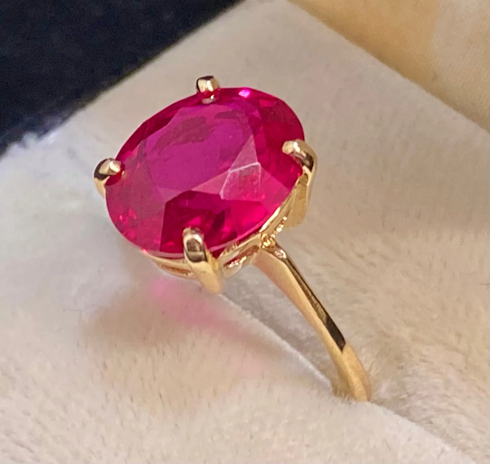 1930's Unique Designer Solid Yellow Gold Rubellite Ring - $3K Appraisal Value w/CoA}