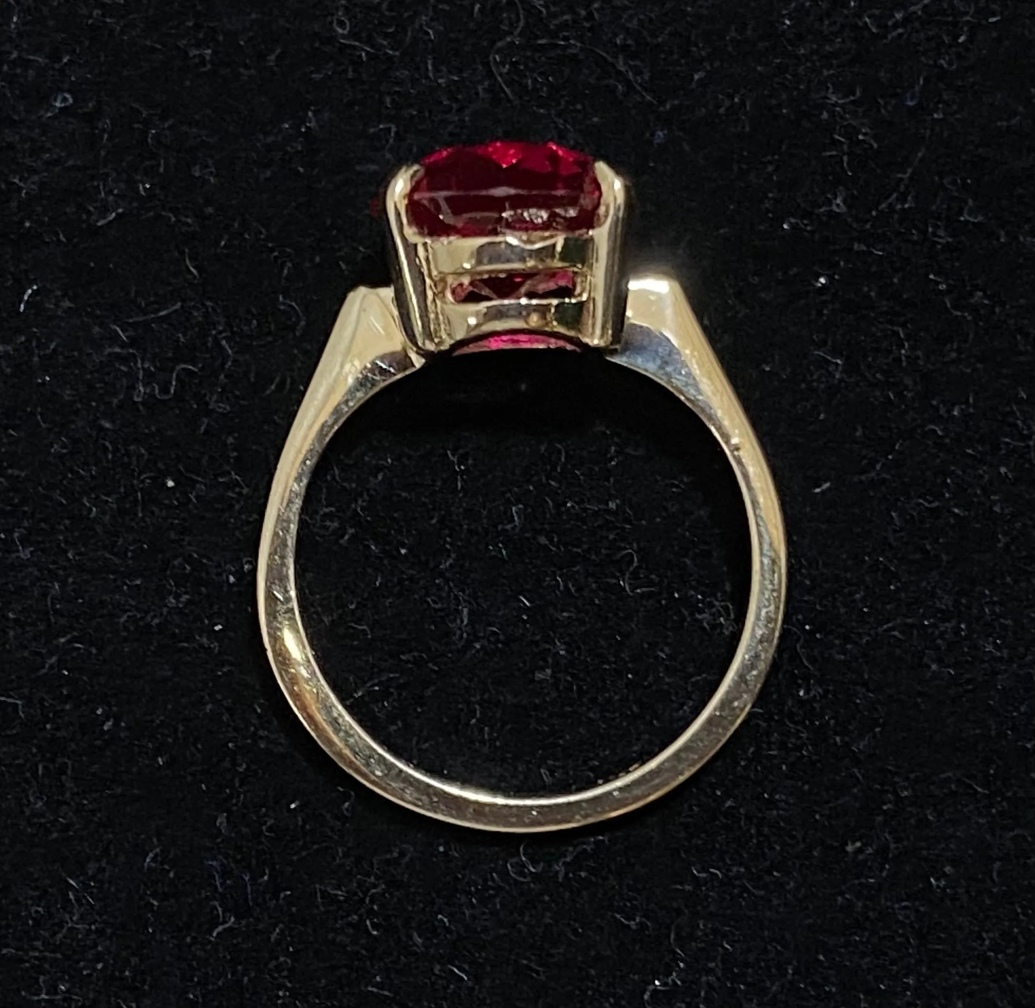 1930's Unique Designer Solid Yellow Gold Rubellite Ring - $3K Appraisal Value w/CoA}