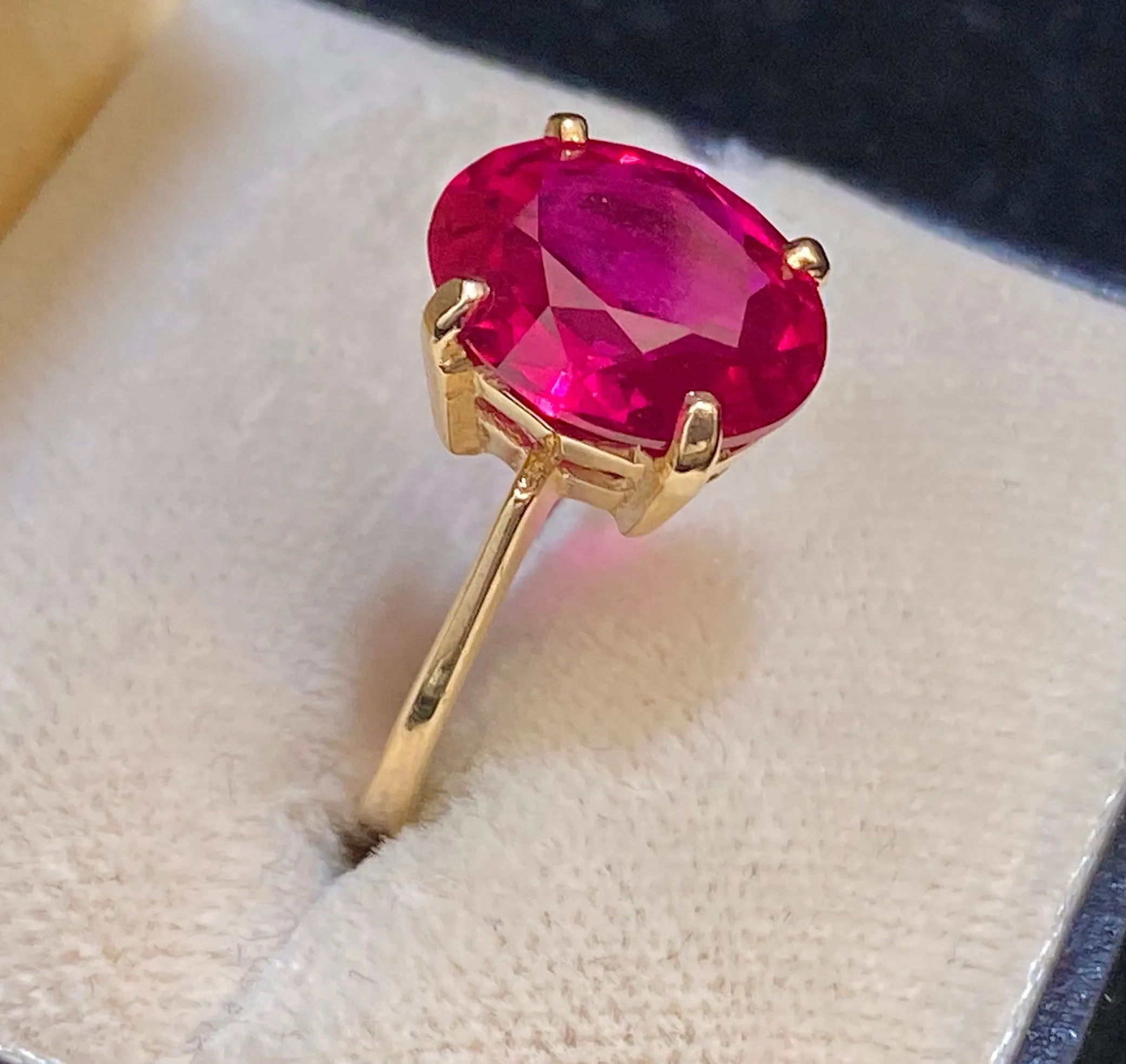 1930's Unique Designer Solid Yellow Gold Rubellite Ring - $3K Appraisal Value w/CoA}