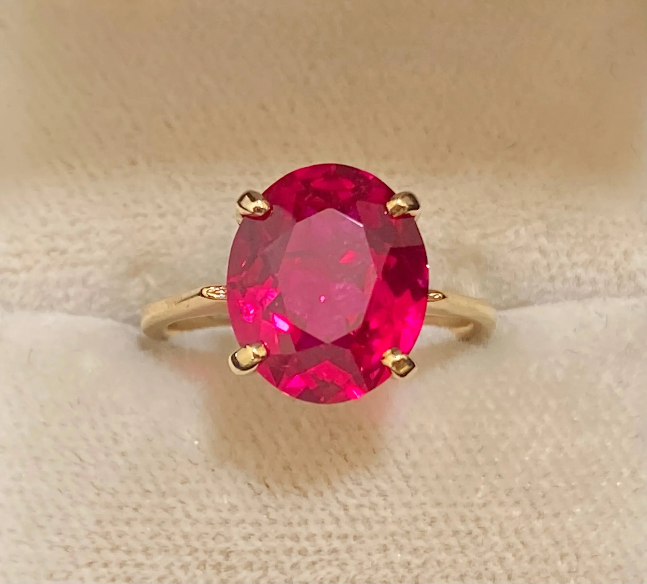 1930's Unique Designer Solid Yellow Gold Rubellite Ring - $3K Appraisal Value w/CoA}