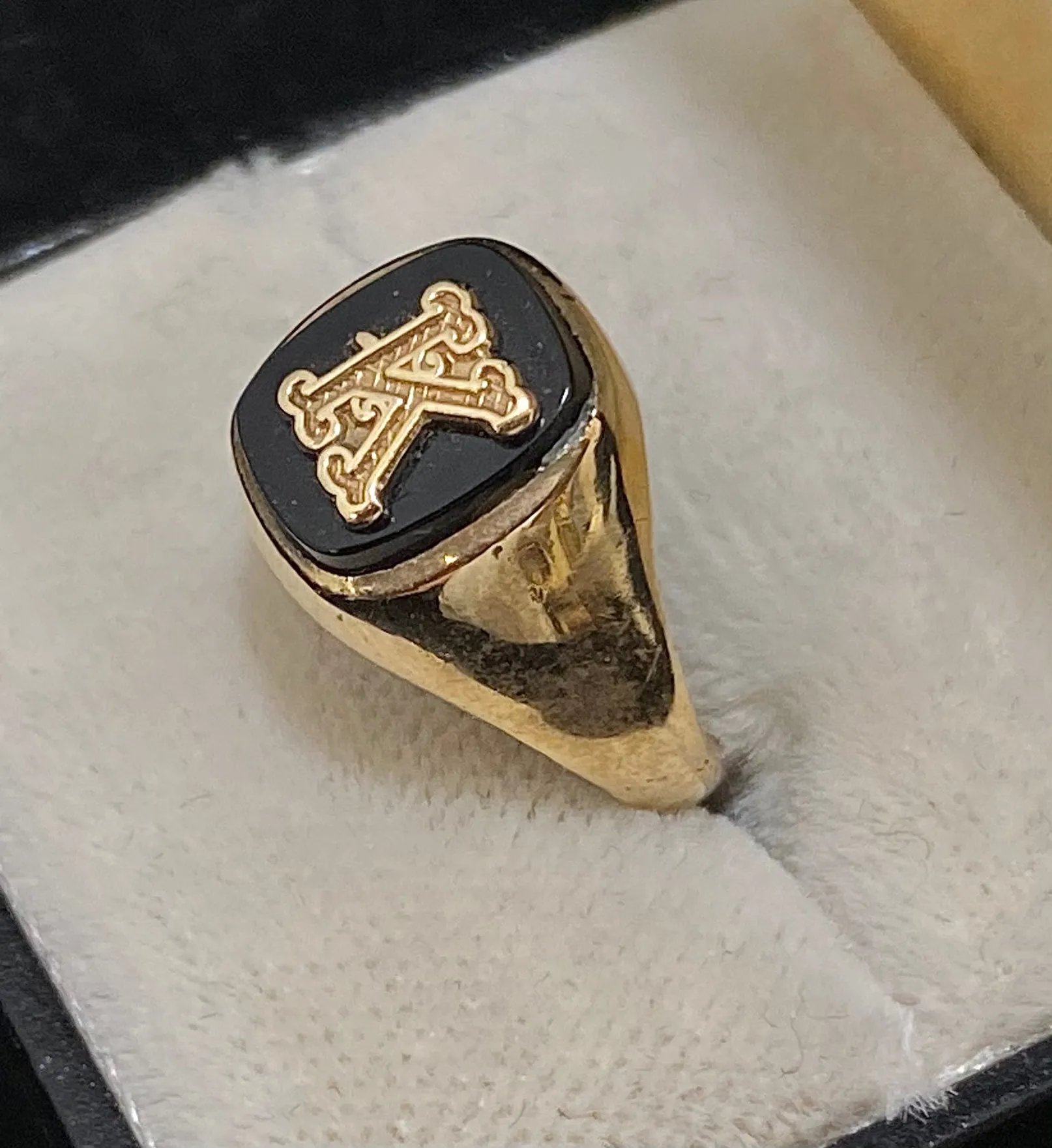 1940's Antique Design Solid Yellow Gold "K" Signet Ring - $4K Appraisal Value w/CoA}