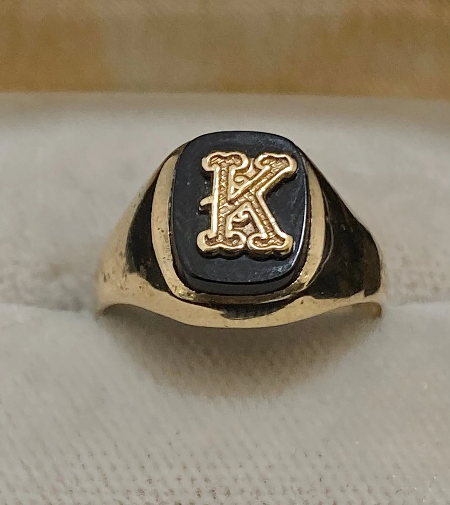 1940's Antique Design Solid Yellow Gold "K" Signet Ring - $4K Appraisal Value w/CoA}