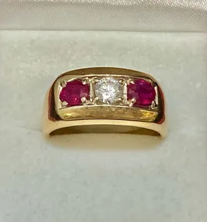 1940’s Antique Solid Yellow Gold with Diamond & Ruby Ring - $15K Appraisal Value w/CoA}