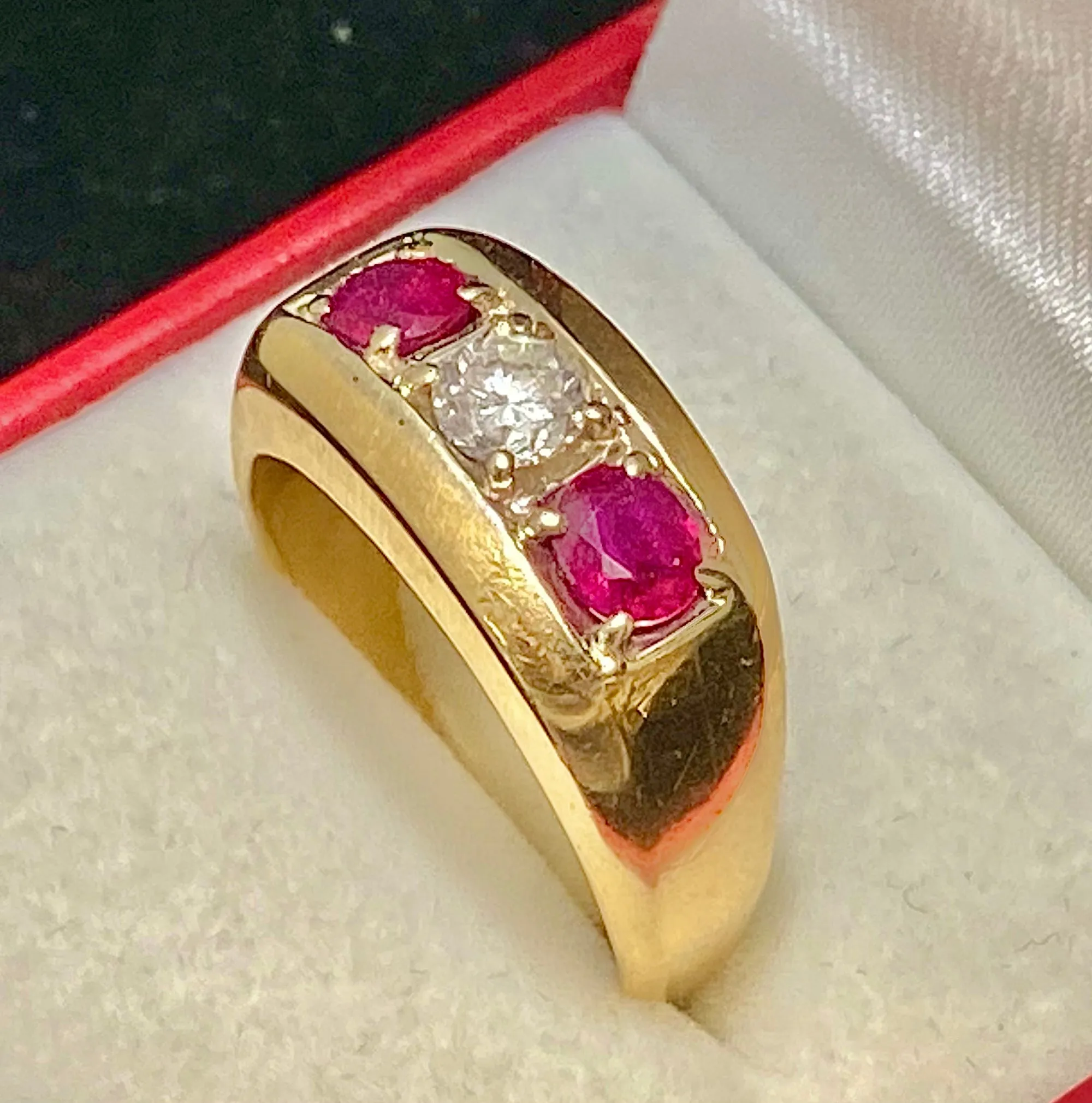 1940’s Antique Solid Yellow Gold with Diamond & Ruby Ring - $15K Appraisal Value w/CoA}