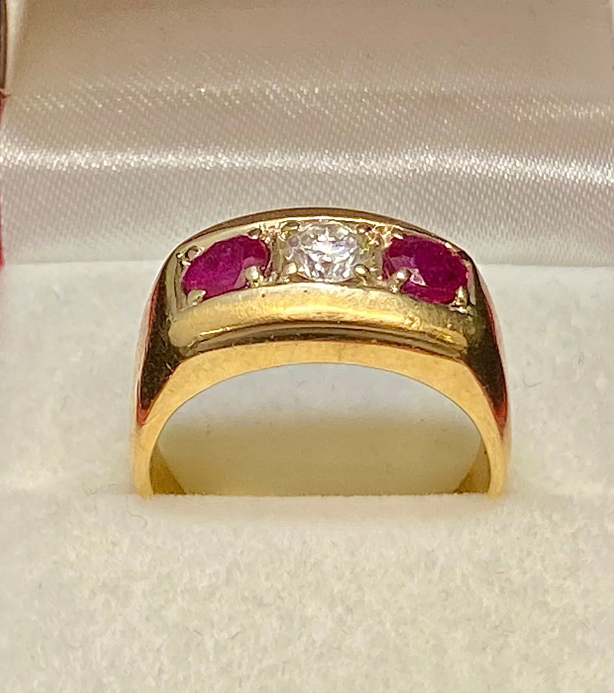 1940’s Antique Solid Yellow Gold with Diamond & Ruby Ring - $15K Appraisal Value w/CoA}
