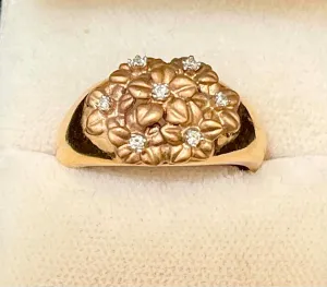1940's Buccellati-style Designer Solid Rose Gold 7-Diamond Ring - $10K APR Value w/ CoA!