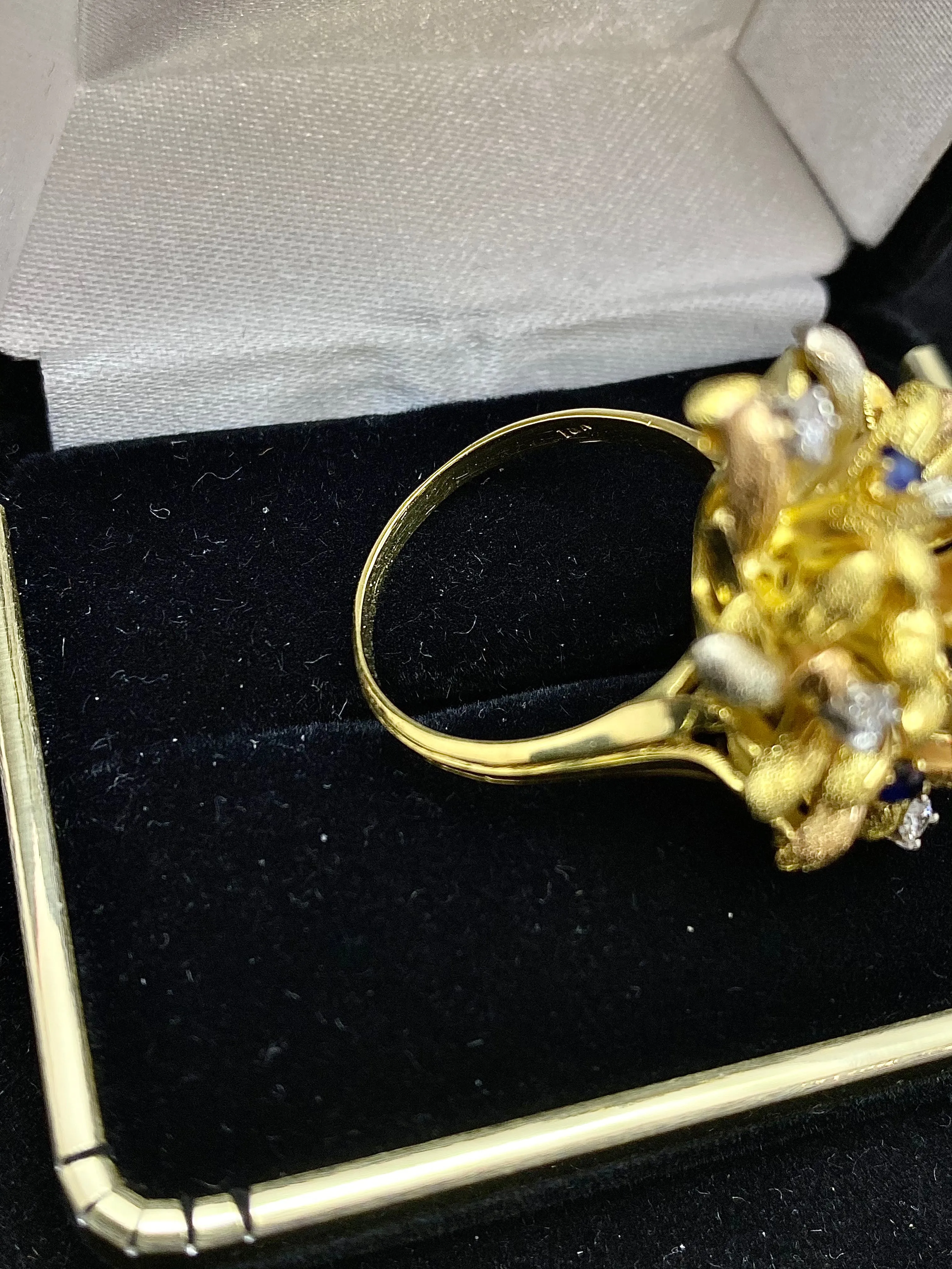 1940’s Buccellati-style Italian Design 18K Tri-Color Gold Sapphire & Diamond Ring - $15K Appraisal Value w/ CoA!