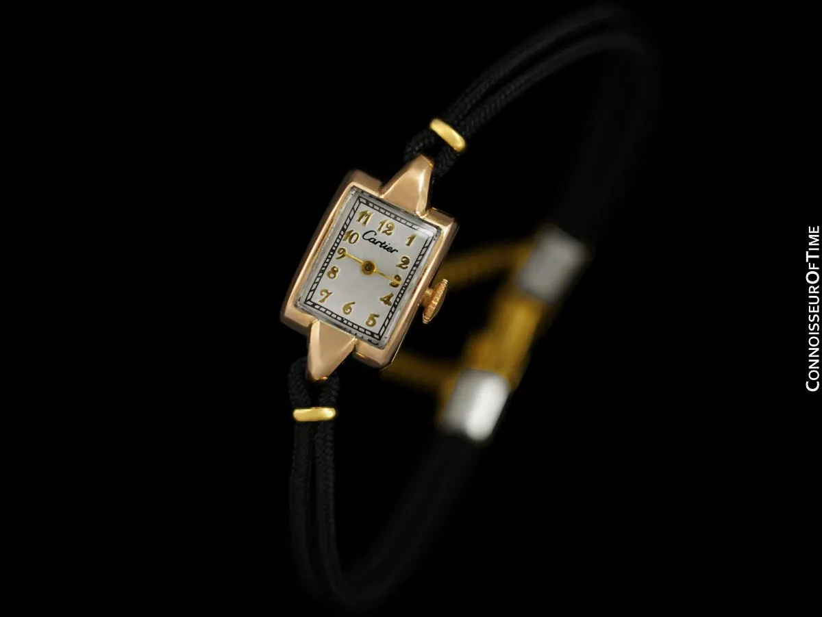 1940's Cartier Vintage Classic Ladies Handwound Watch - 14K Rose Gold